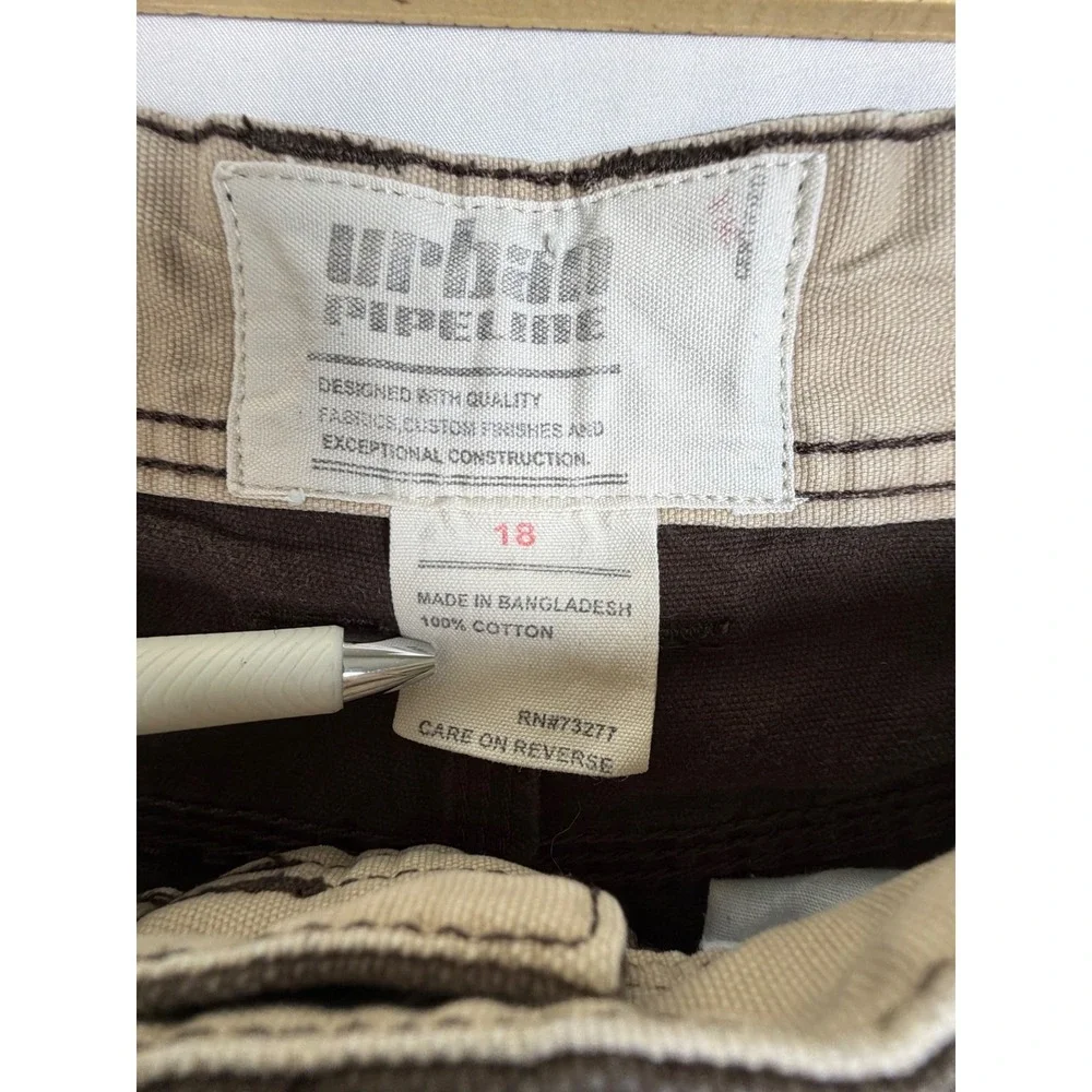 Urban Pipeline Y2K Boys Youth 18 Brown Canvas Cargo Utility Shorts